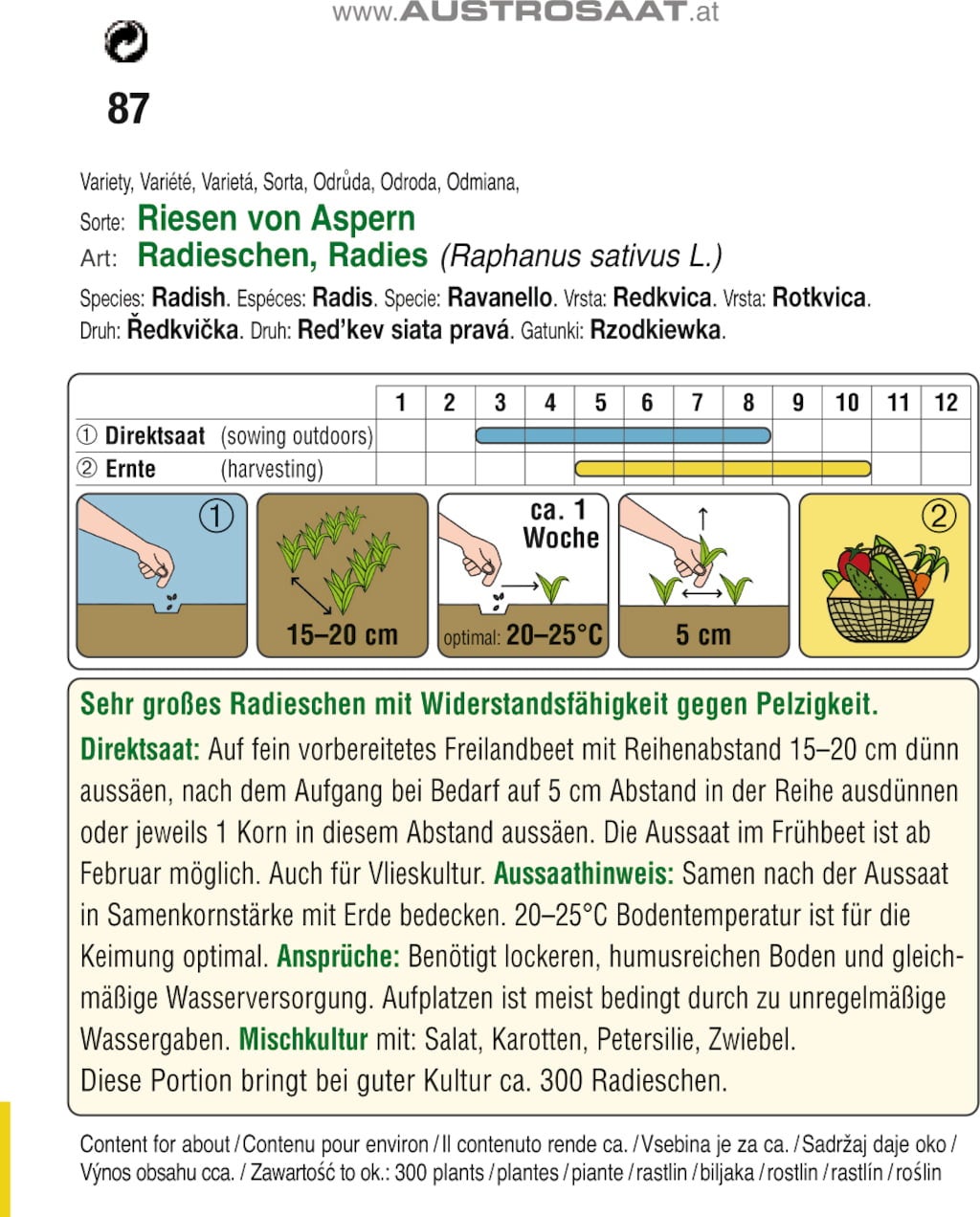 AUSTROSAAT Radies Riesen v. Aspern - 1 Pkg