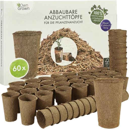 Own Grown Pots de Culture Biodégradables - Ronds - 60 pièces