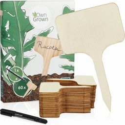 Own Grown Set of 60 Wooden Plant Labels - 1 Set