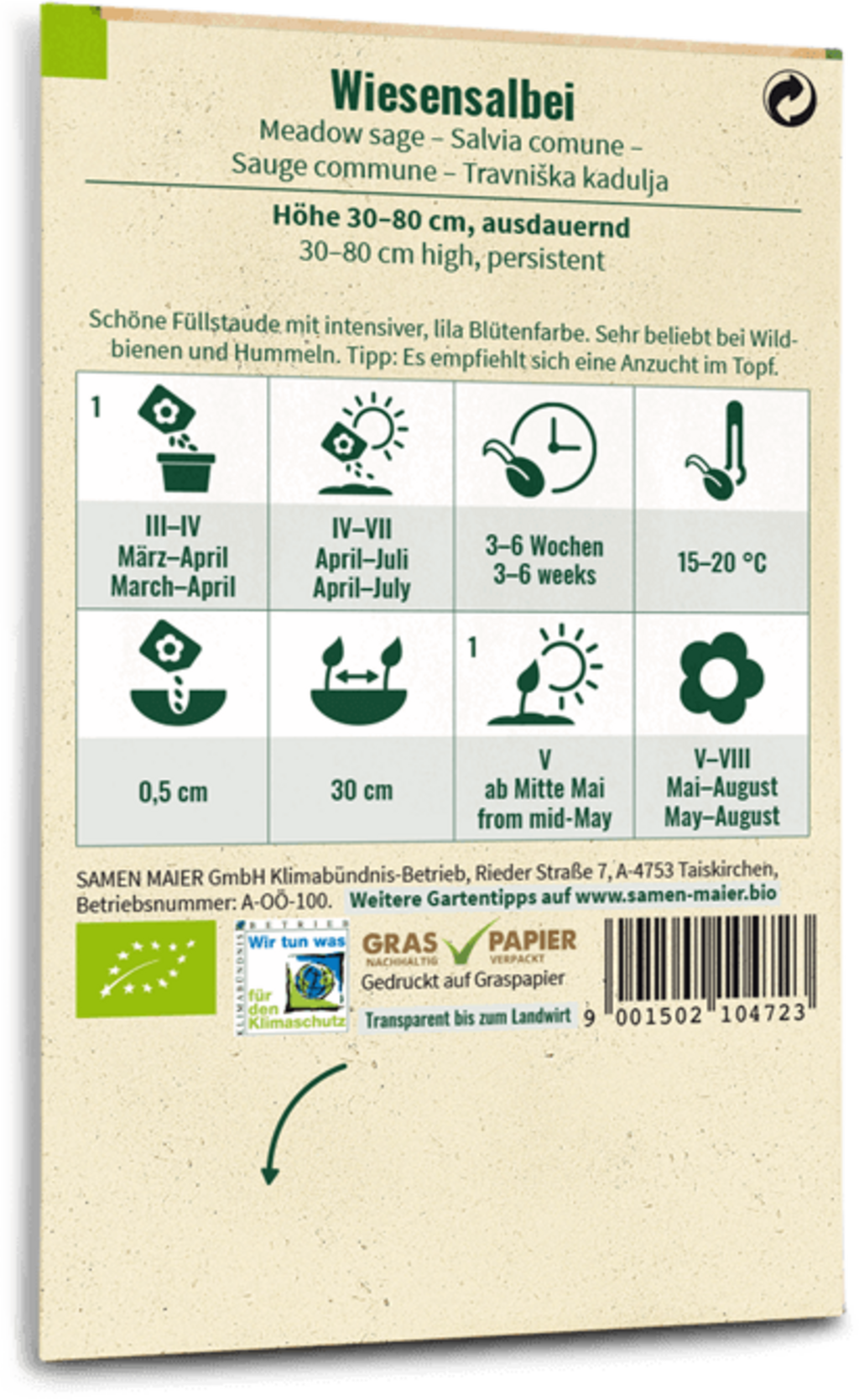 Samen Maier Fleur Sauvage - Sauge Commune Bio