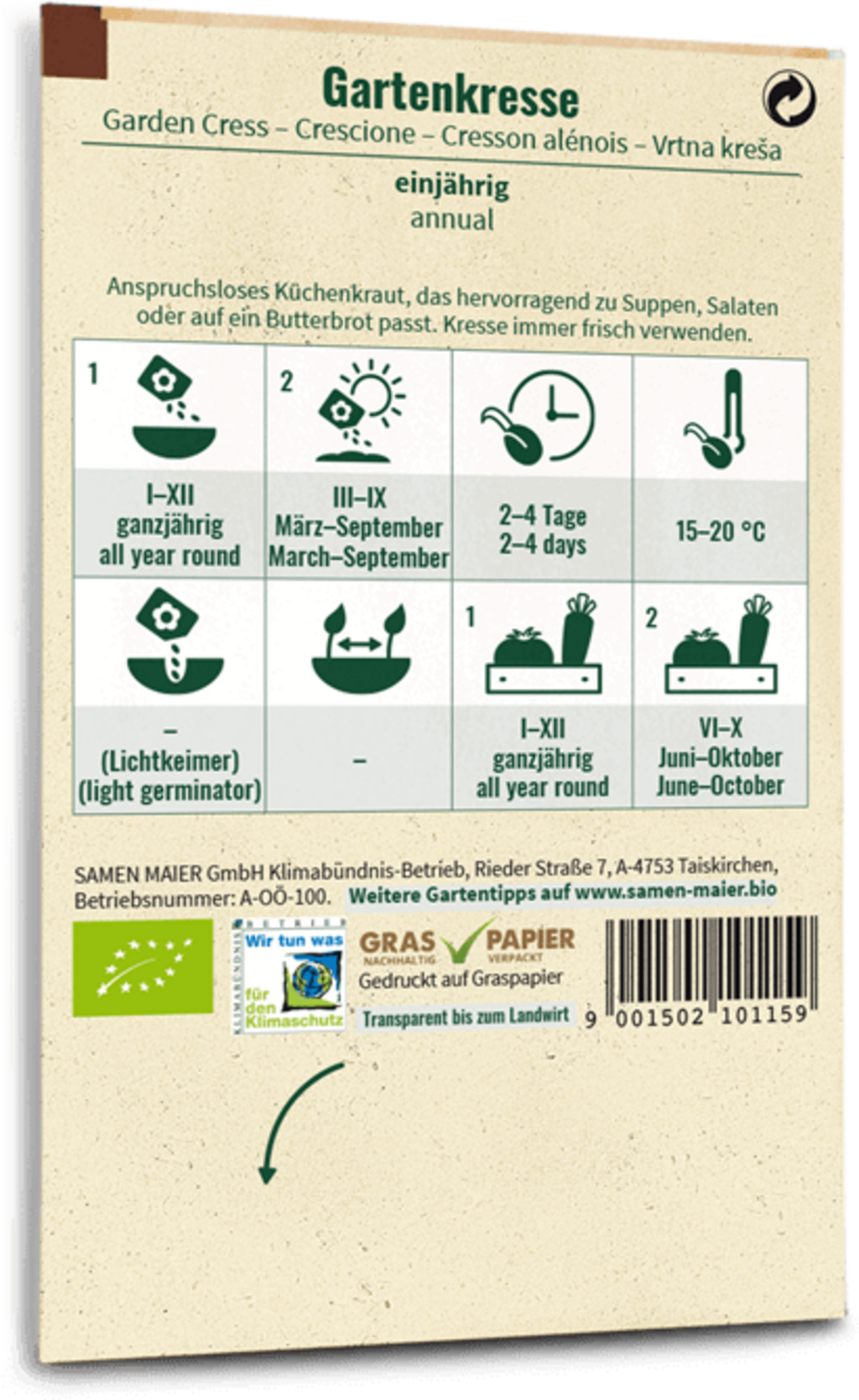 Samen Maier Organic Garden Cress - Large