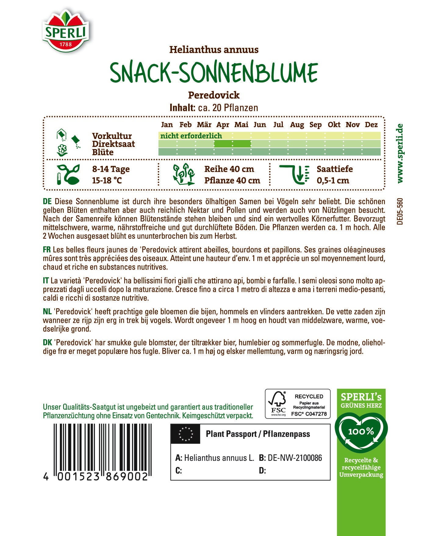 Sperli Snack-Sonnenblume Peredovick