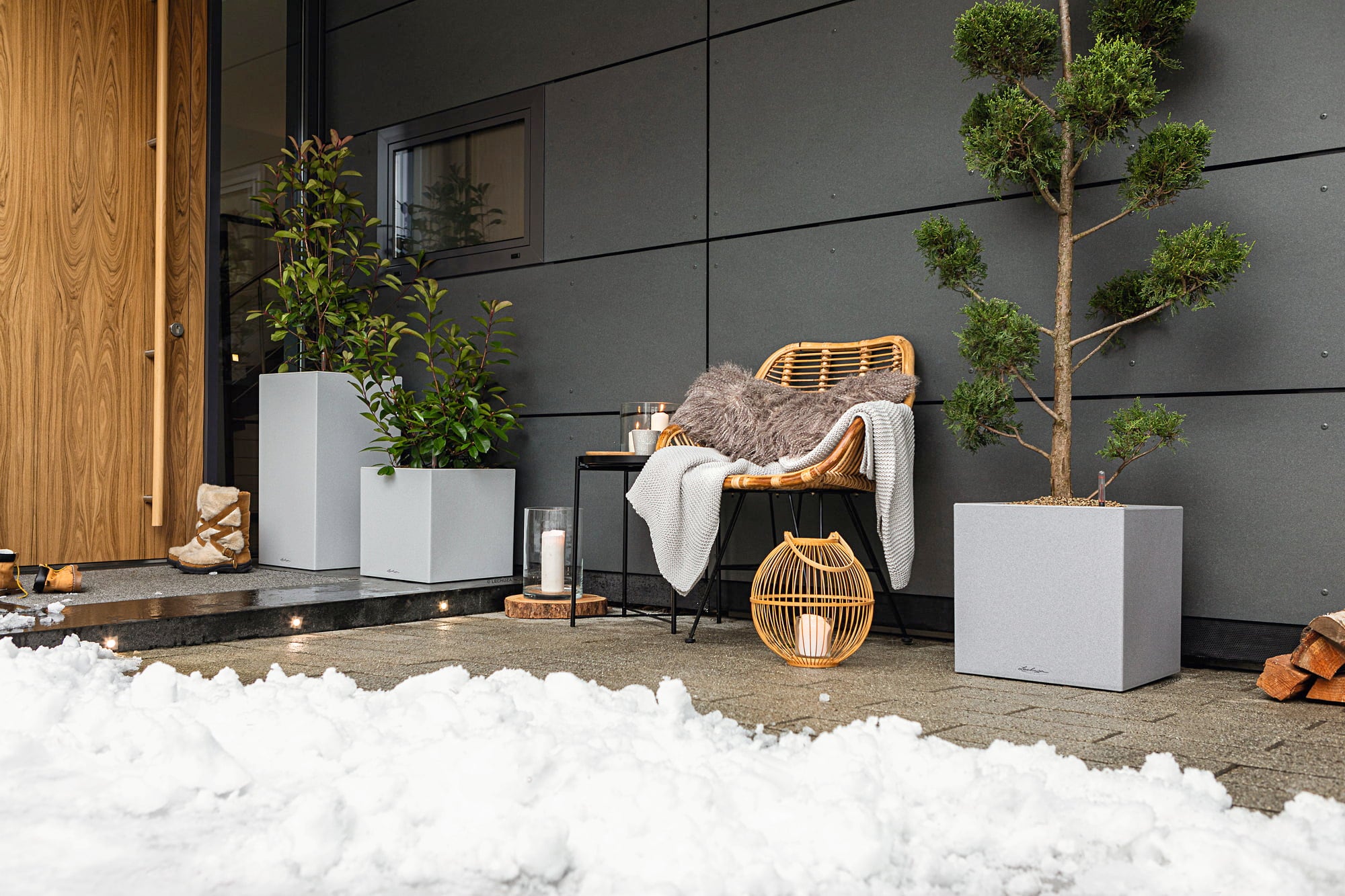 Lechuza CANTO Stone 30 - Low Planter - Sand Beige