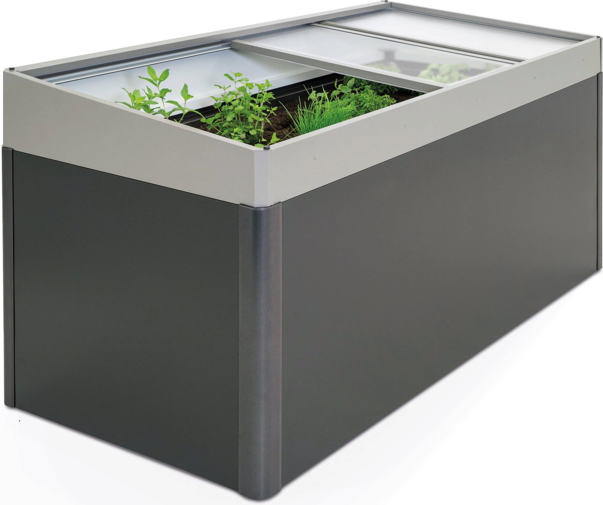 Serre Châssis pour Potager Surélevé 2 x 1 - Gris foncé métallisé