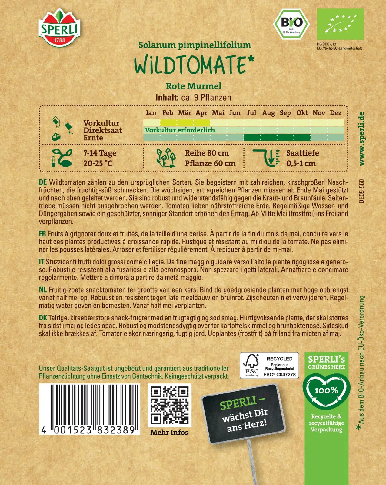 Sperli Tomate Sauvage Bio