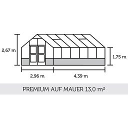 Gewächshaus Premium - Anthrazit für Mauer 13 m²  - 3 mm ESG - 1 Stk.