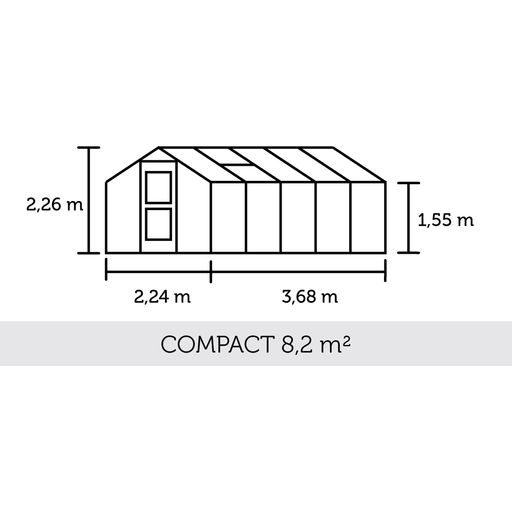 Gewächshaus Compact - Anthrazit mit Stegdoppelplatte - 8,2 m²