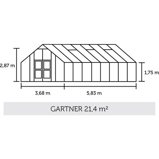 Gewächshaus Gartner - Anthrazit mit 3 mm ESG - 21,4 m²