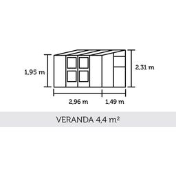 Juliana Gewächshaus Veranda - Alu/Schwarz - 4,4 m²