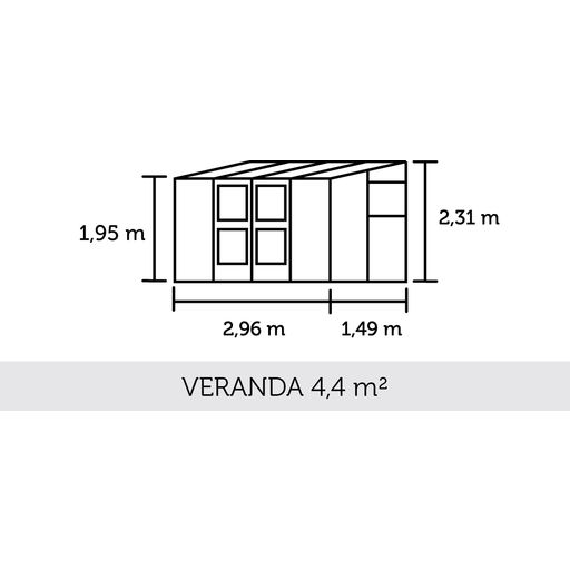 Juliana Gewächshaus Veranda - Alu/Schwarz - 4,4 m²