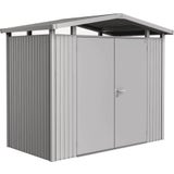 Gerätehaus Panorama silber-metallic mit Doppeltür