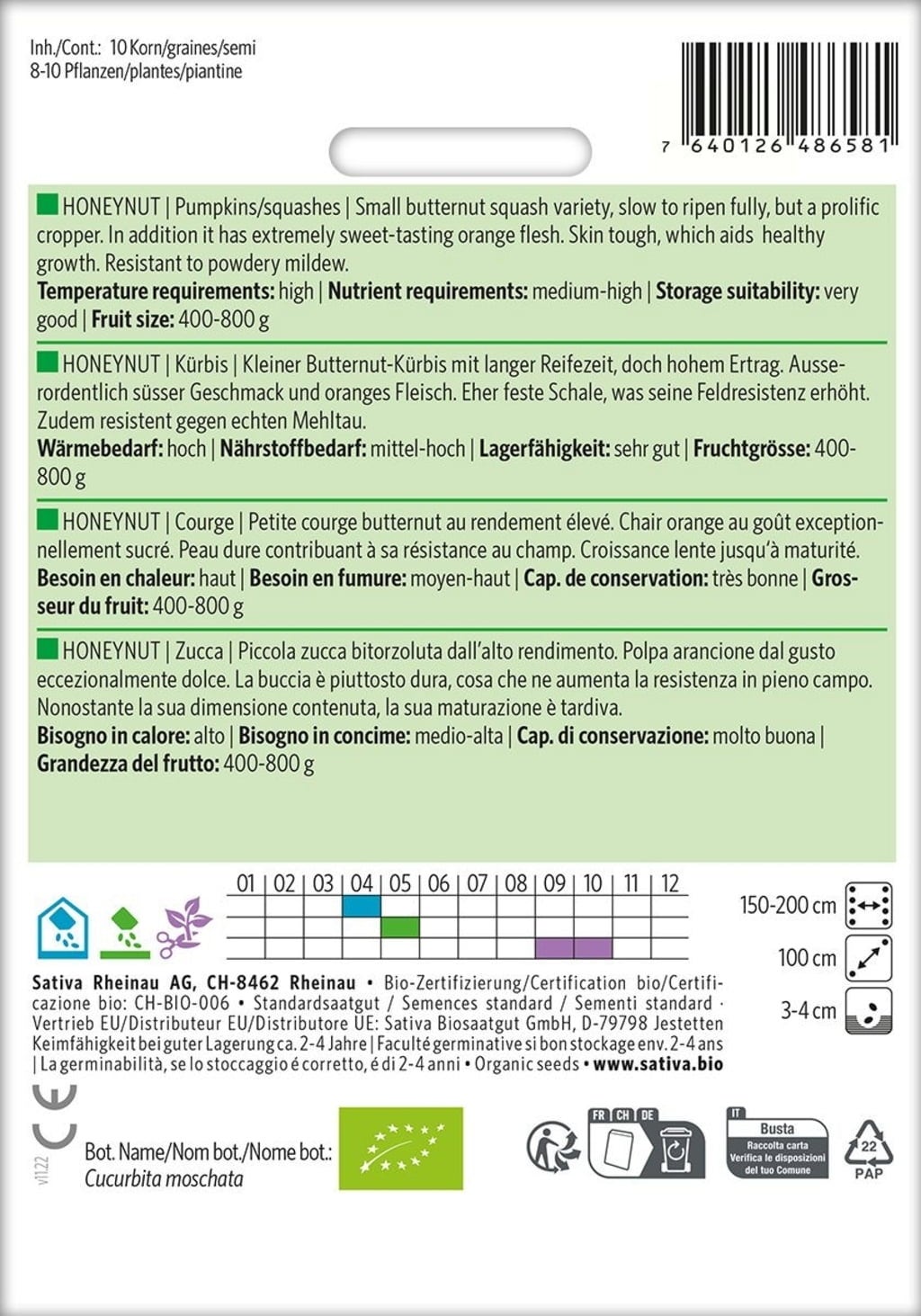 Sativa Bio buča Honeynut
