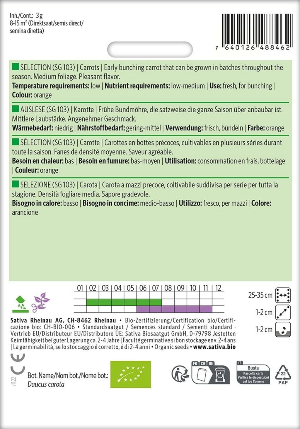 Sativa Bio korenje, Elite (Sg 103)