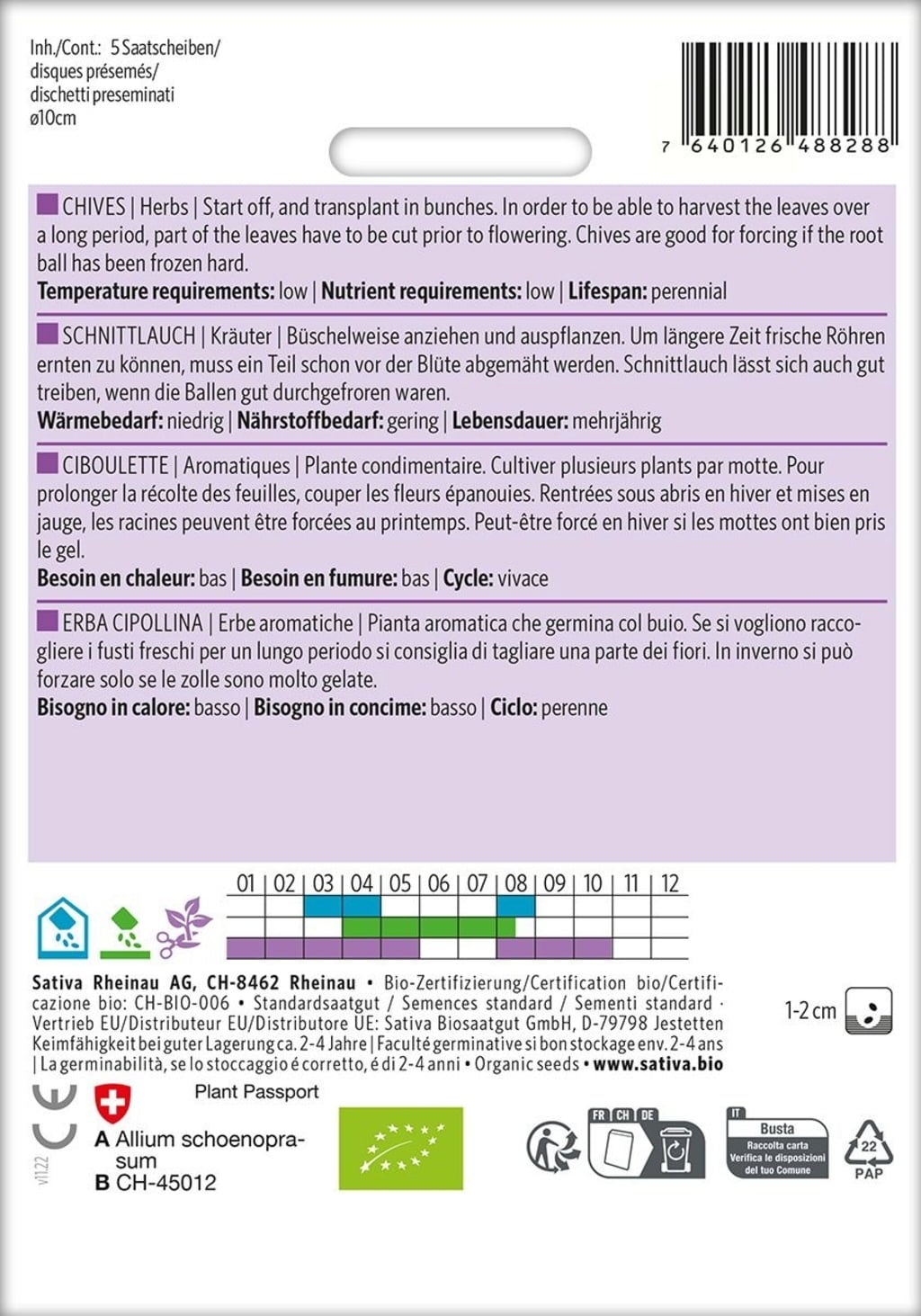 Sativa Ciboulette Bio | Disques Présemés