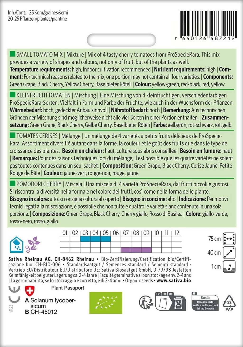 Sativa Bio Kleinfruchttomaten, Mischung