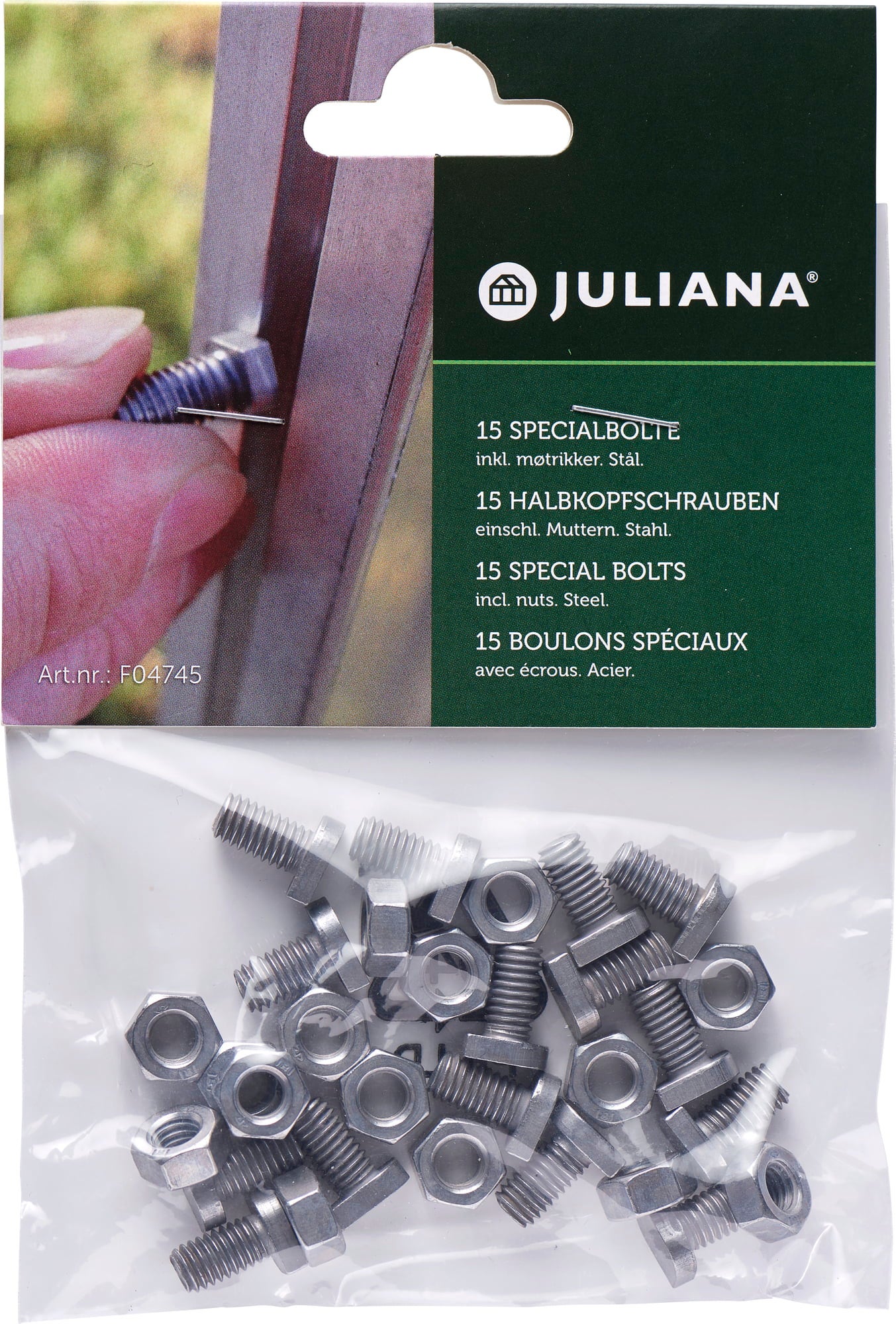 Halbkopfschrauben - Stahl, 15 Stück