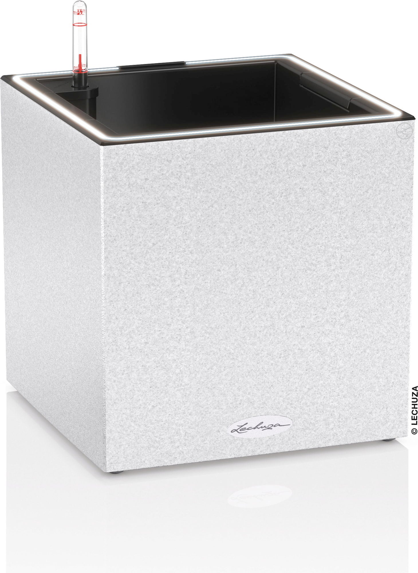 Lechuza CANTO Stone 30 LED Planter, Low - Quartz White