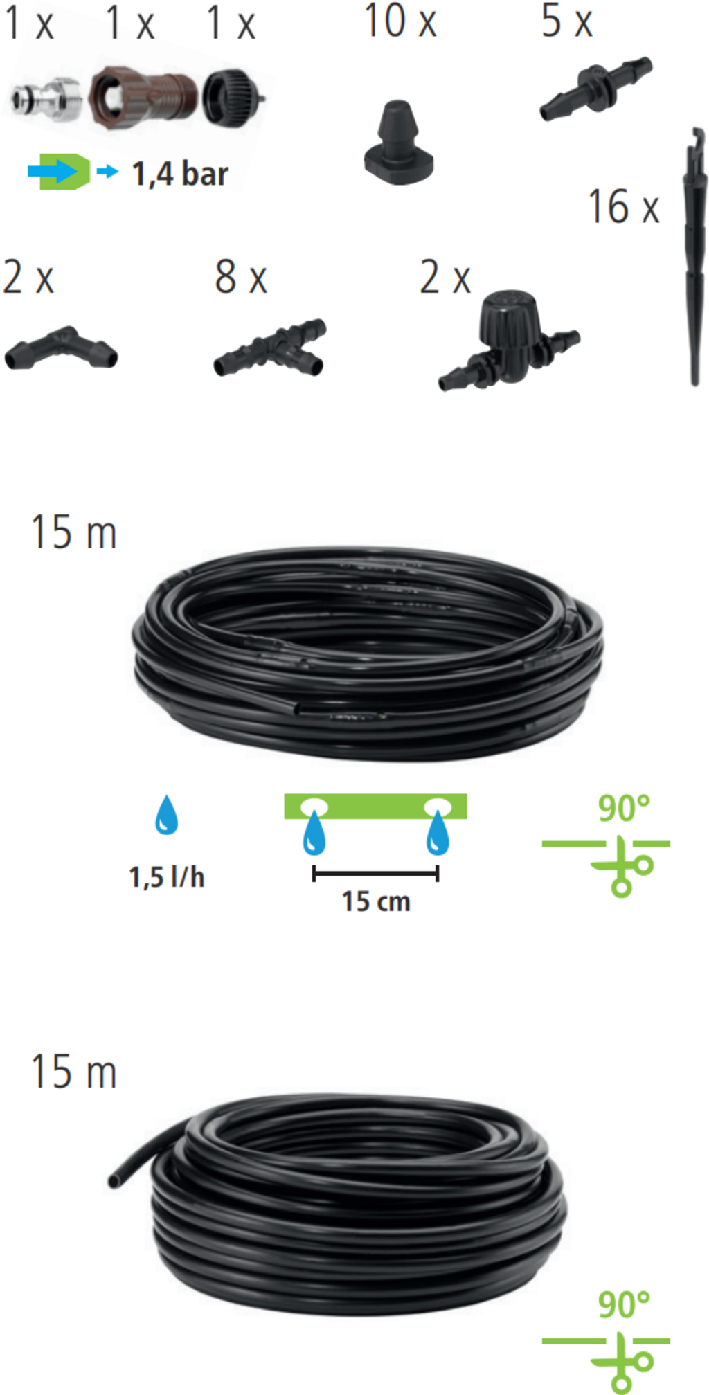 Vegetable & Flower Beds Basic Irrigation Set  - 1 Set