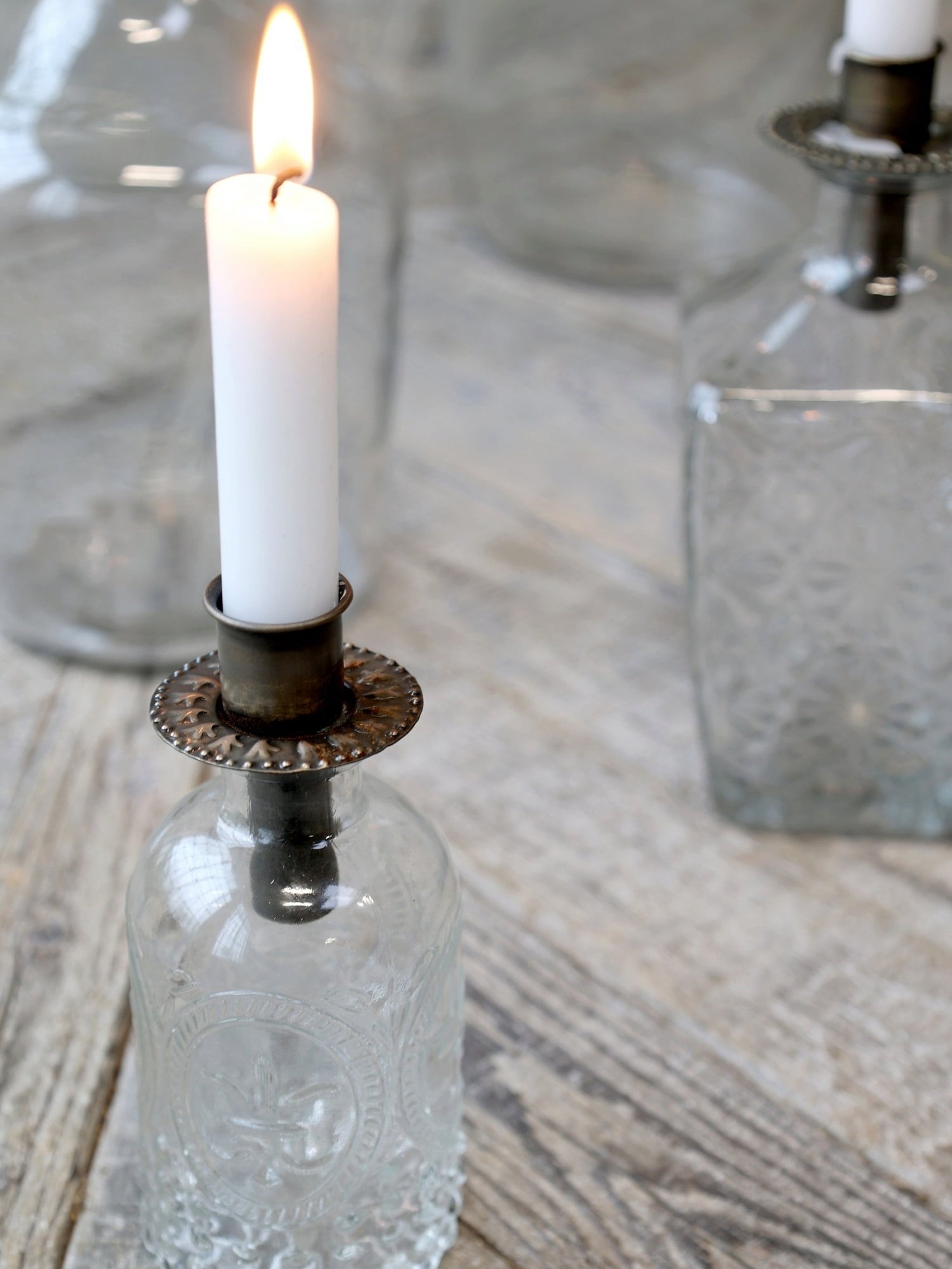 Chic Antique Bougeoir pour Bouteille - H 8 / Ø 5 cm - Laiton antique