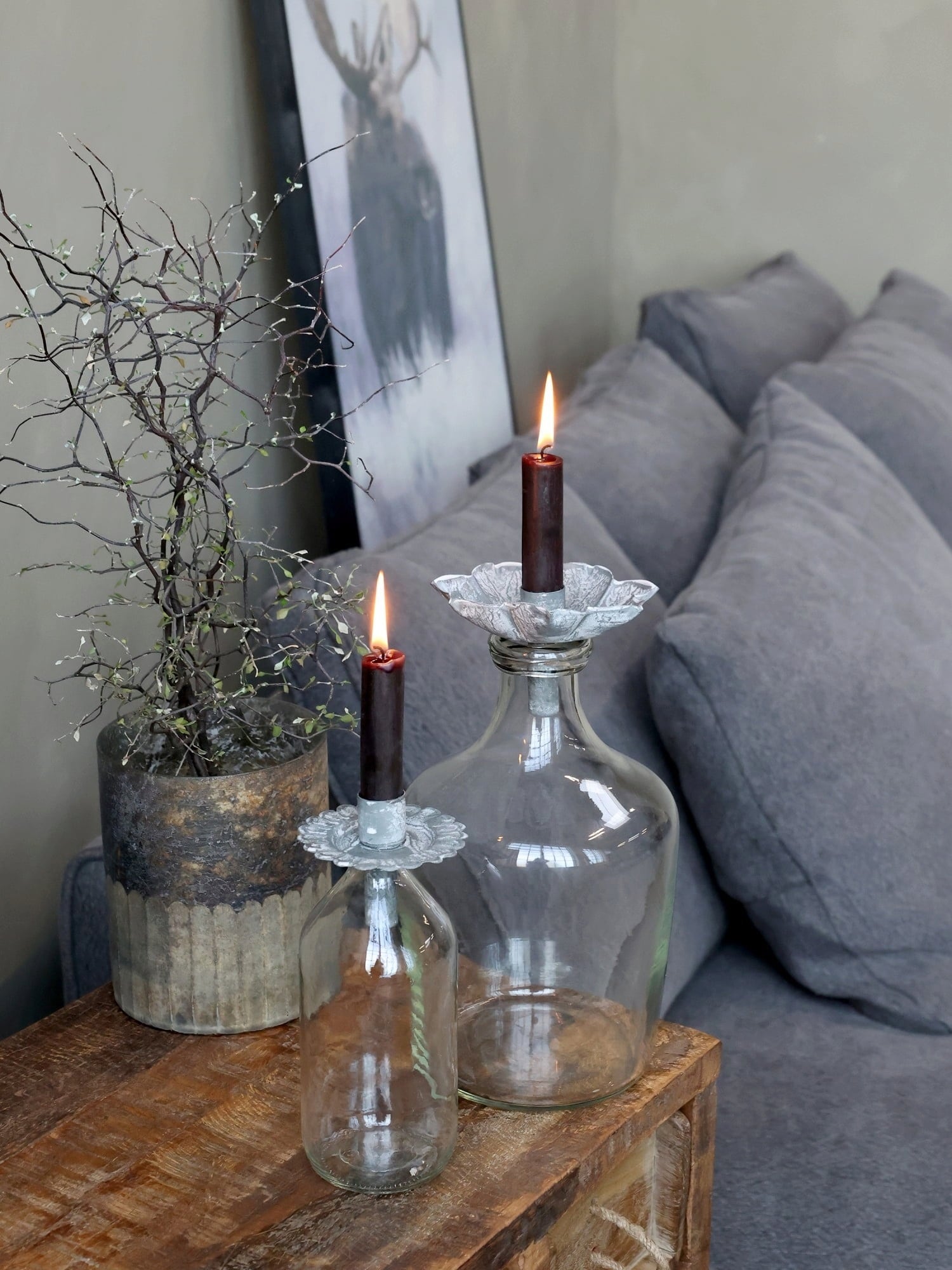 Chic Antique Decorative Candleholder for Bottles - Zinc Antique