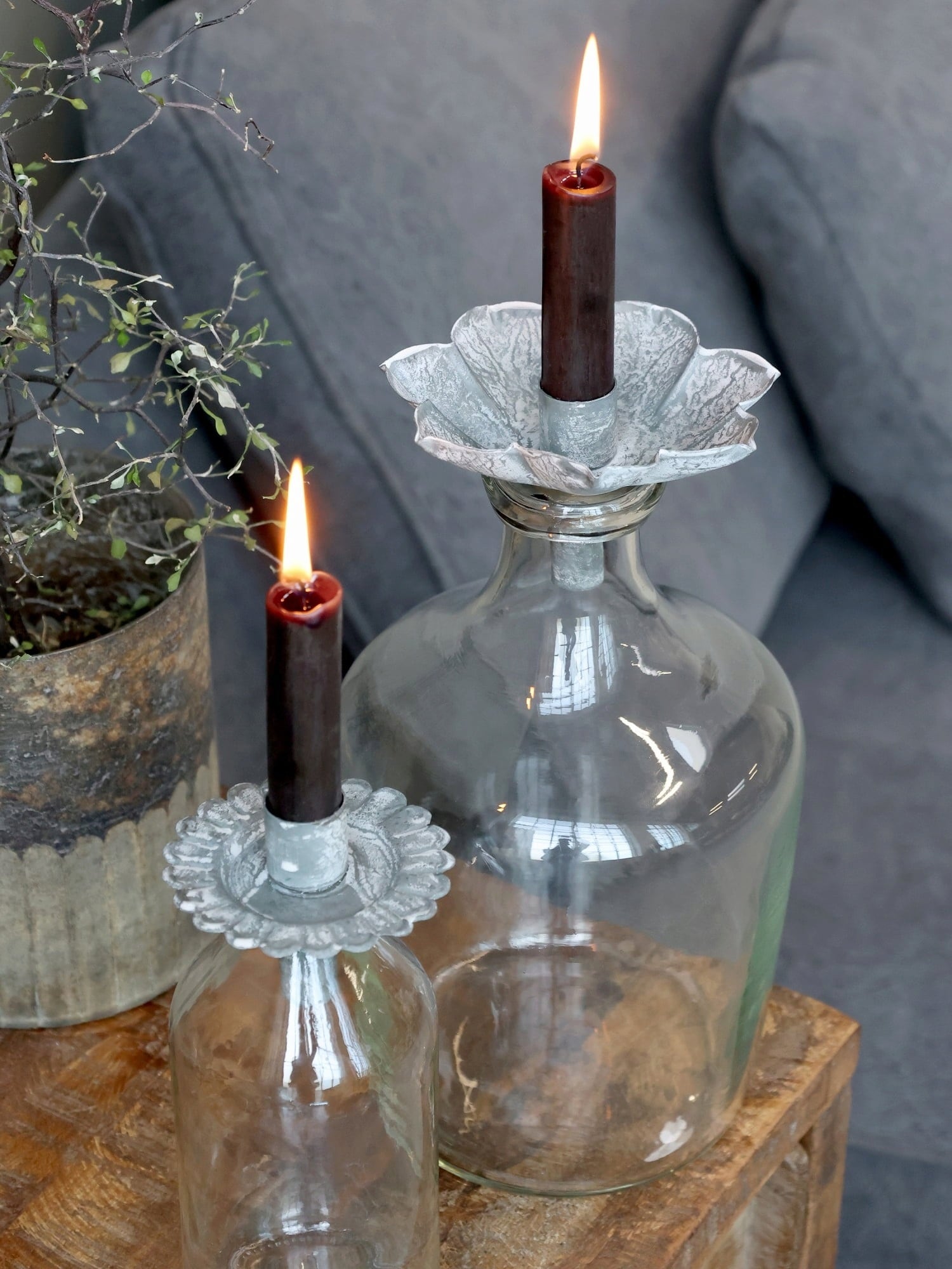 Chic Antique Ljushållare f. Flaskor - antik zink