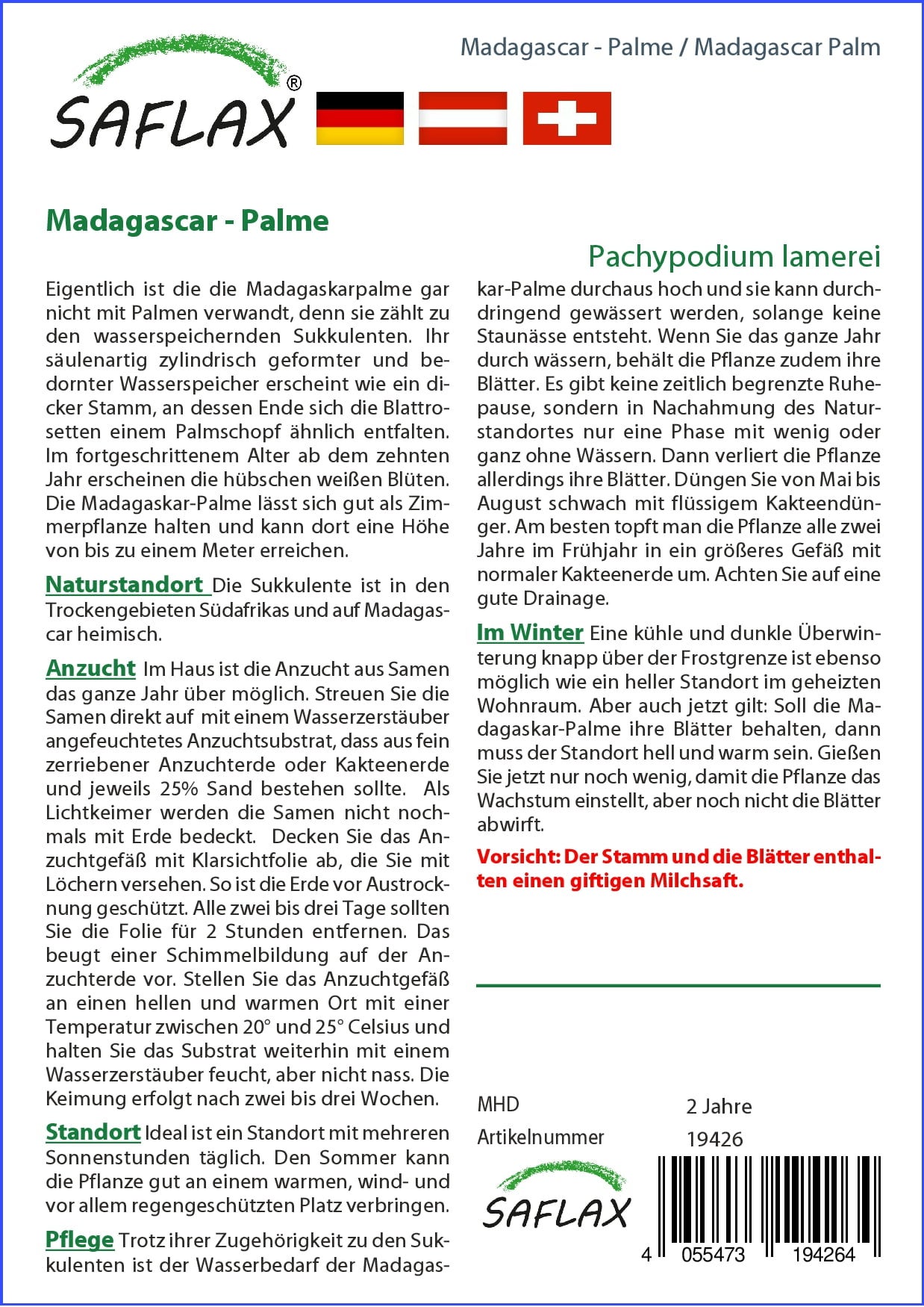 Saflax Madagaskar - Palmträd