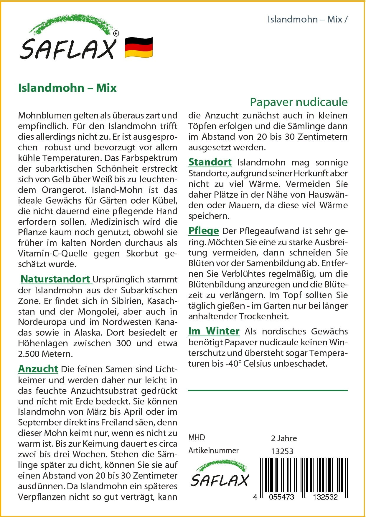 Saflax Islandmohn – Mix