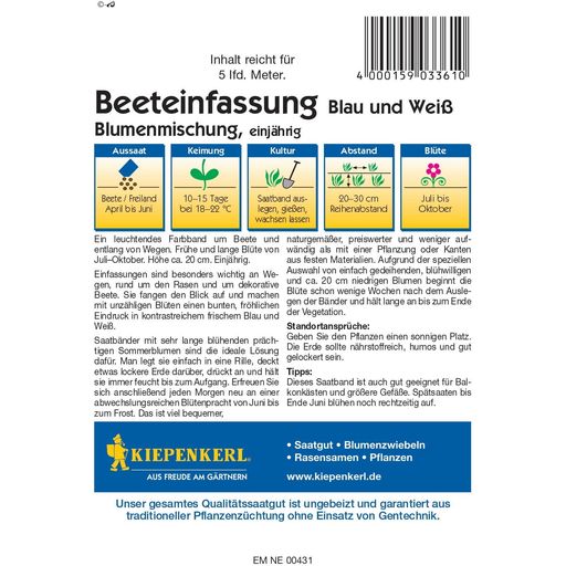 Kiepenkerl Blue/White Bed Mix - Seed Tapes - 1 Pkg