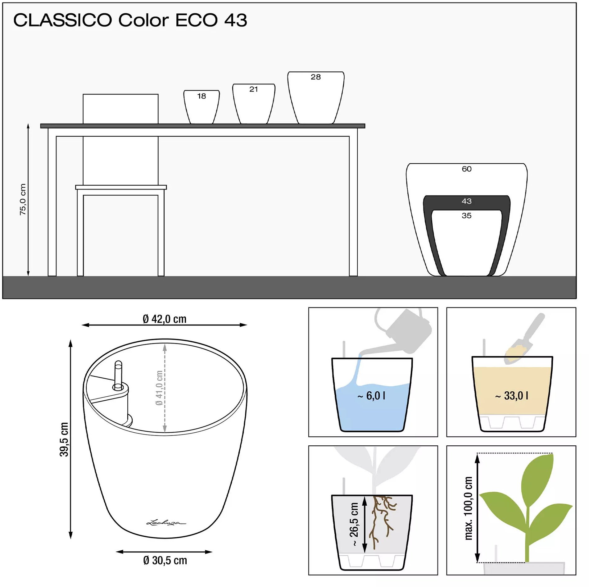 Lechuza Planter CLASSICO Color 43