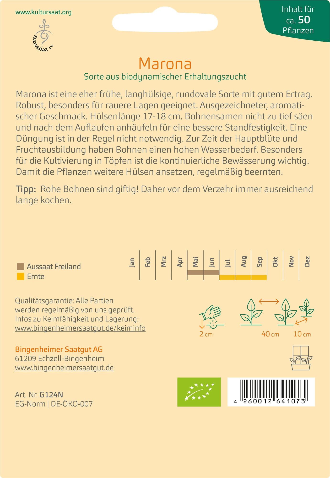 Bingenheimer Saatgut Buschbohne 