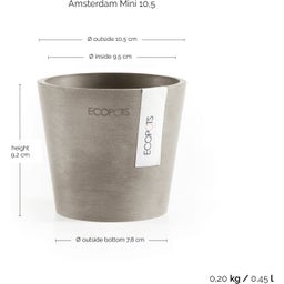 Ecopots Amsterdam Topf - taupe - Ø 10,5 cm, Höhe 9,2 cm