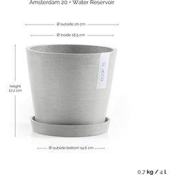 Ecopots Amsterdam Waterreservoir Wit Grijs - Ø 20 cm, hoogte 17,5 cm