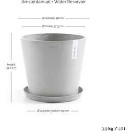 Kvetináč so zásobníkom na vodu Amsterdam (bielo-sivý) - Ø 40 cm, výška 35 cm