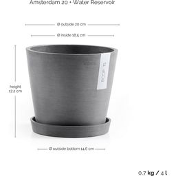 Amsterdam Topf mit Wasserreservoir - grau - Ø 20 cm, Höhe 17,5 cm