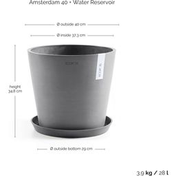 Amsterdam Topf mit Wasserreservoir - grau - Ø 40 cm, Höhe 35 cm