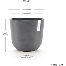 Ecopots Kvetináč Oslo (sivý) - Ø 25 cm, výška 21,8 cm