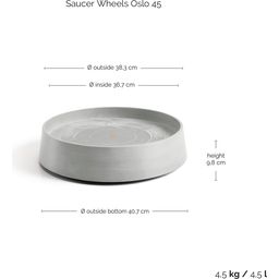 Ecopots Oslo - Saucer Wheels -  White Grey - ∅ 37,20, altura 9,5 cm