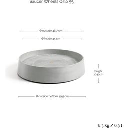 Ecopots Untersetzer Wheels Oslo weißgrau - ∅ 45,40, Höhe 10,5 cm