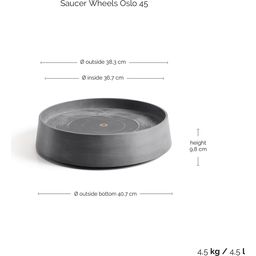 Ecopots Wheels Oslo Coaster - Grey  - ∅ 37.20, height 9.5 cm