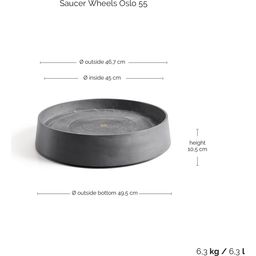 Ecopots Oslo - Saucer Wheels -  Grey - ∅ 45,40, altura 10,5 cm