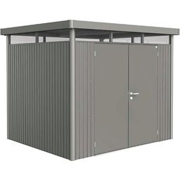 HighLine Garden Shed with Window I Quartz Grey-Metallic with Double Doors - Size H3