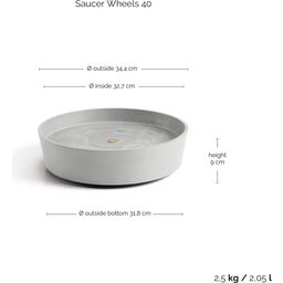 Ecopots Wheels Coaster - White Grey  - ∅ 34.10, height 9 cm