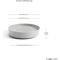 Ecopots Saucer Wheels - White Grey - ∅ 41,60, altura 9 cm