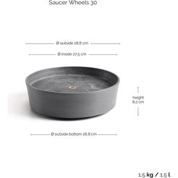 Ecopots Saucer Wheels - Grey - ∅ 28,70, altura 8,30 cm