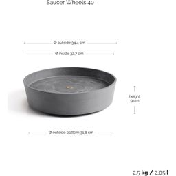 Ecopots Saucer Wheels - Grey - ∅ 34,10, H 9 cm
