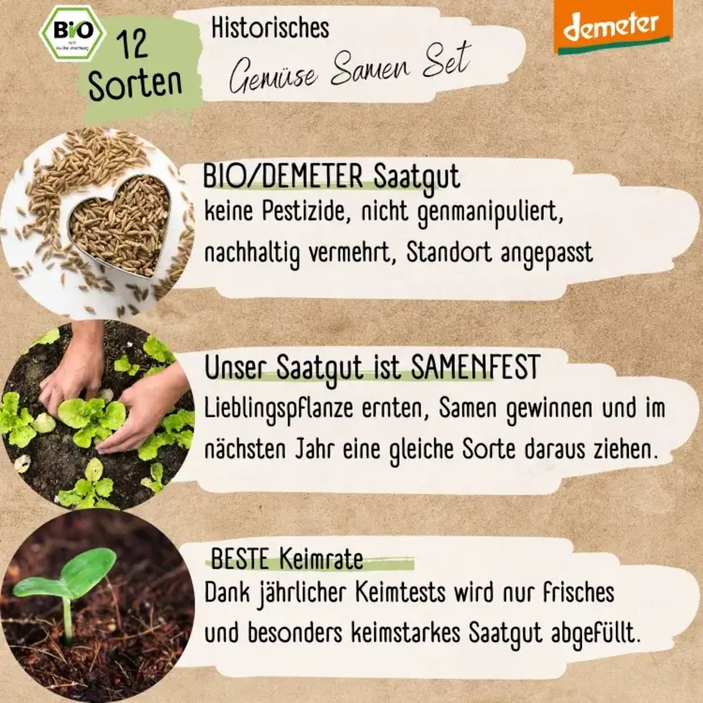 LOVEPLANTS Bio Historisches Gemüse Samen Set