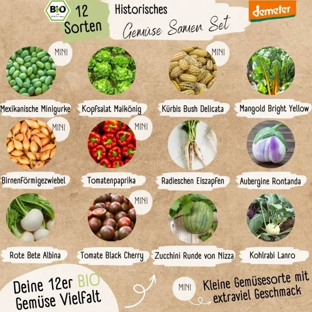 LOVEPLANTS Bio Historisches Gemüse Samen Set