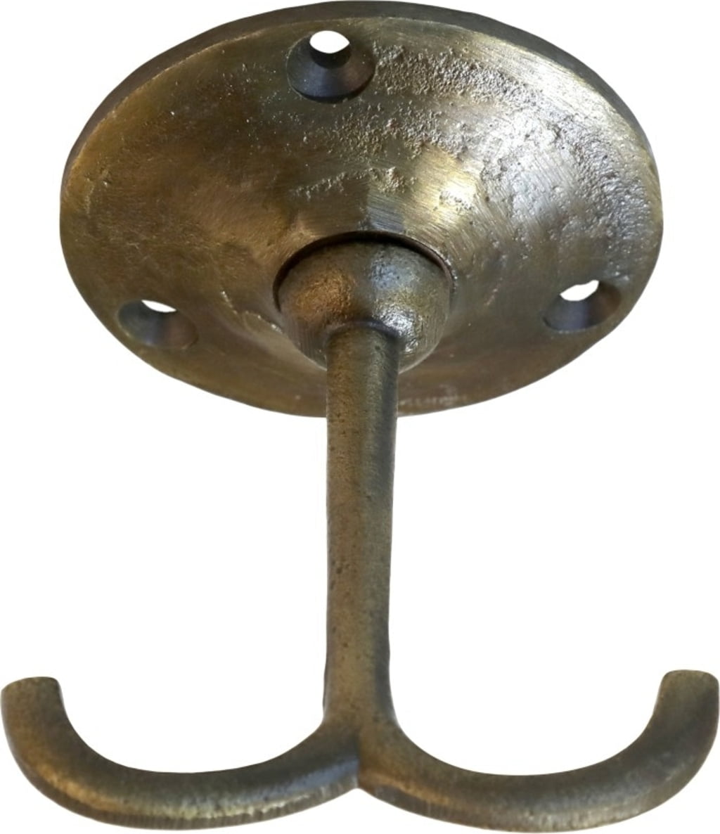 Chic Antique Hook With 2 Hooks Brass
