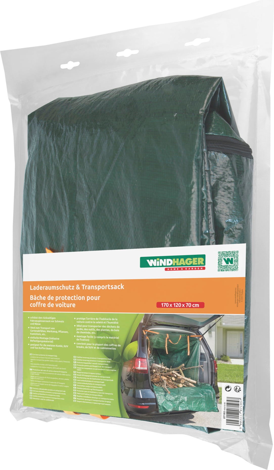Waterproof Car Boot Protective Cover With Zip - 175x125x70cm Tarpaulin Liner For Sedans, Estates & SUVs - Stops Dirt From Garden Waste, Tools, Sports Gear